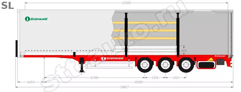 полуприцеп тентованный бортовой грюнвальд grunwald