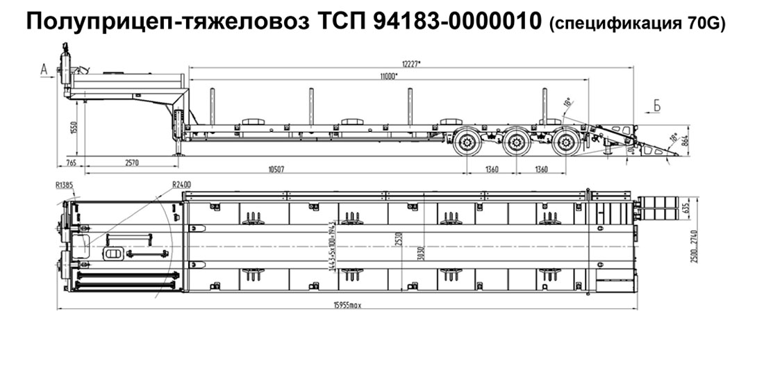 полуприцеп тяжеловоз тсп 94183 0000010 спецификация 70g